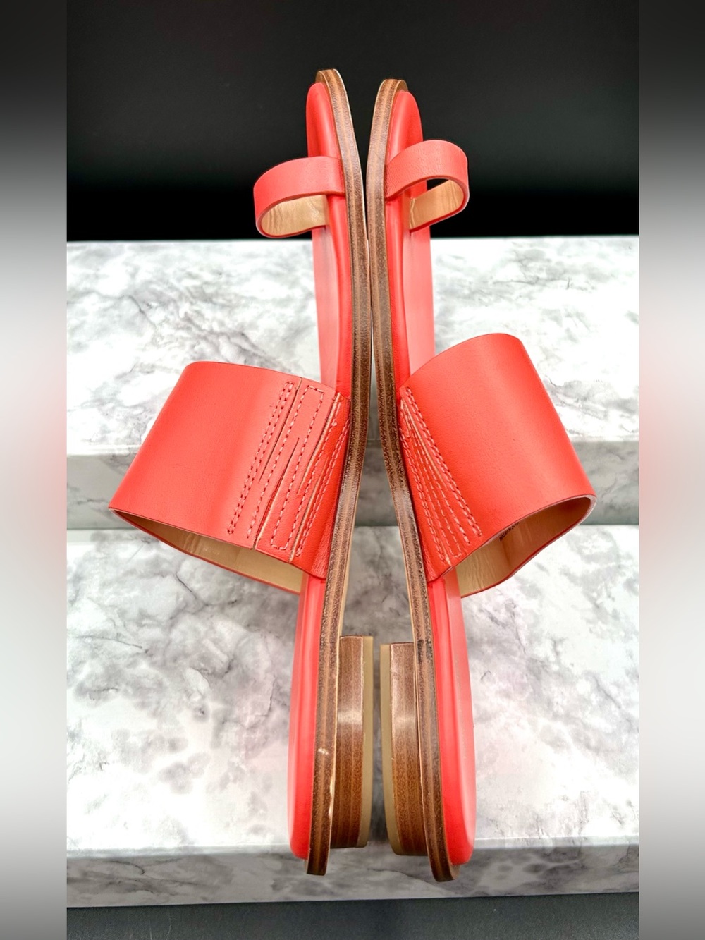 MICHAEL MICHAEL KORS August Flat Sandals Pink Grapefruit Leather. Size 9.5 M - Picture 7 of 8